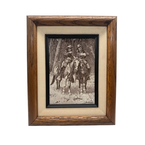Other - Vintage 1970s Frederic Remington "Cheyenne Scouts" Embossed Vintage Framed Print